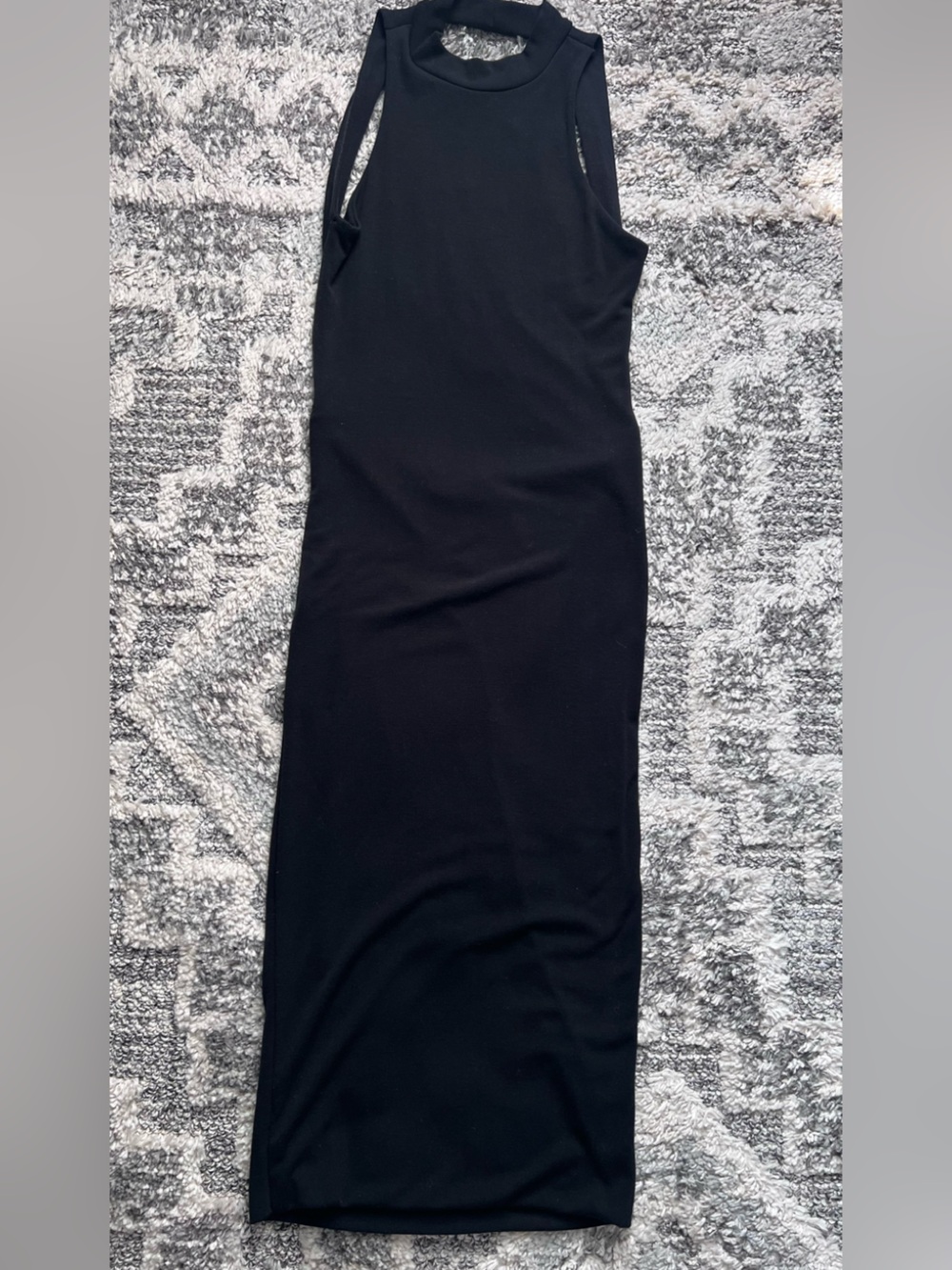 Akira Sleek Black Backless Maxi Dress